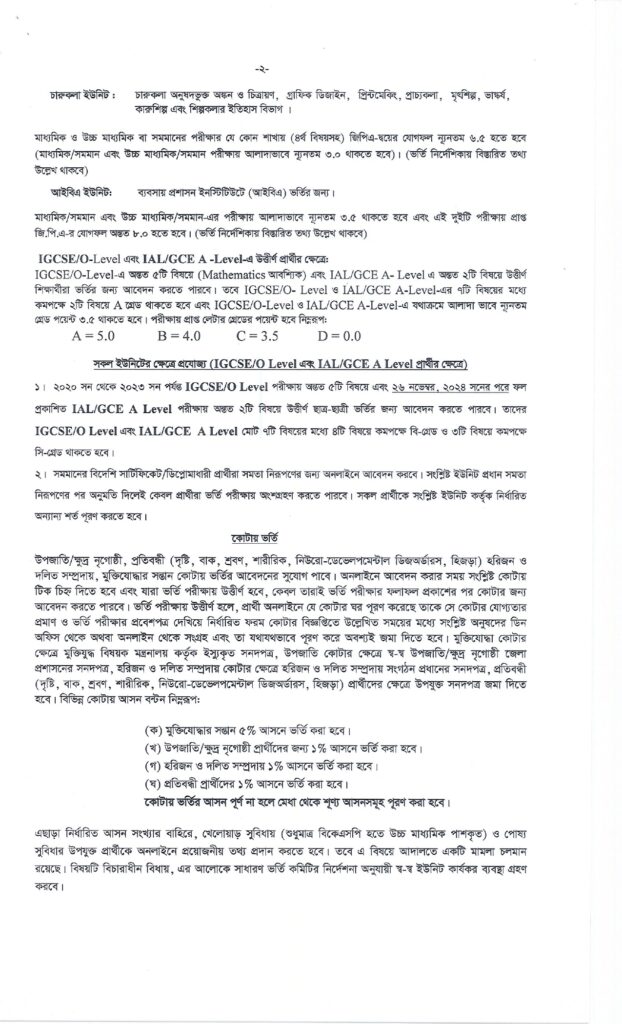 DU Admission Circular